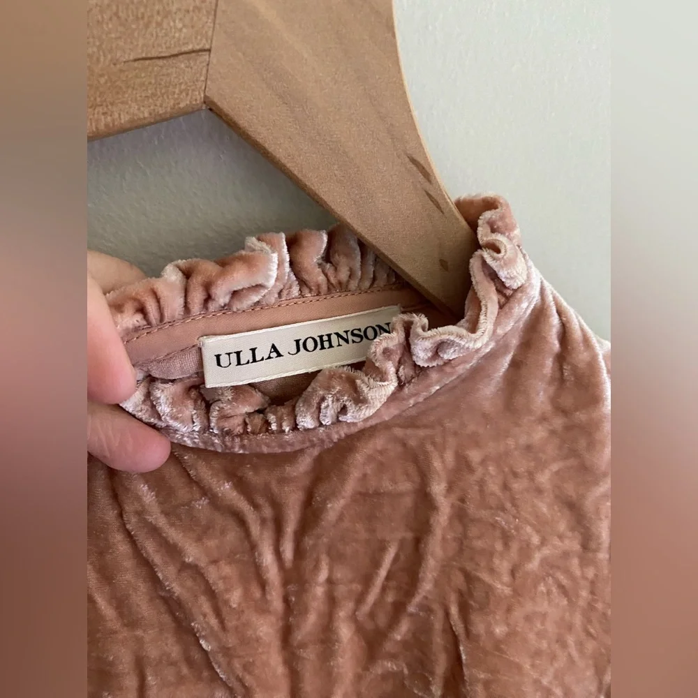 Ulla Johnson Pink Velvet Long Sleeve Victorian Romantic  Blouse Size‎ 0
